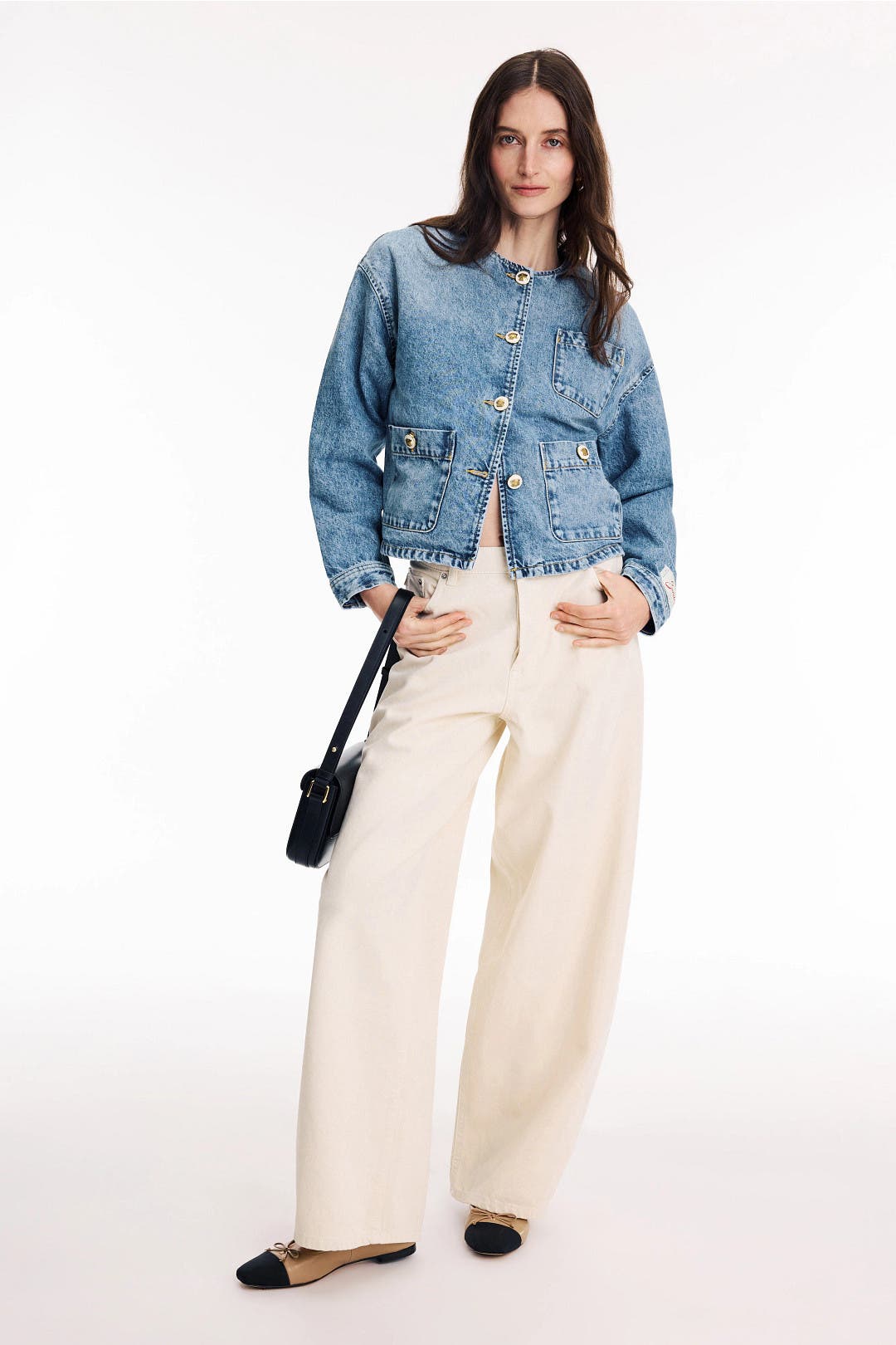 Collarless Lady Denim Jacket by Sandro | Rent the Runway