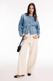 Collarless Lady Denim Jacket by Sandro