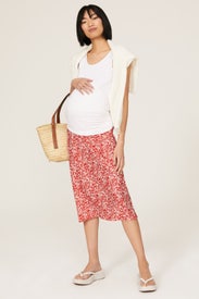 Red Bias Maternity Slip Skirt by soon maternity
