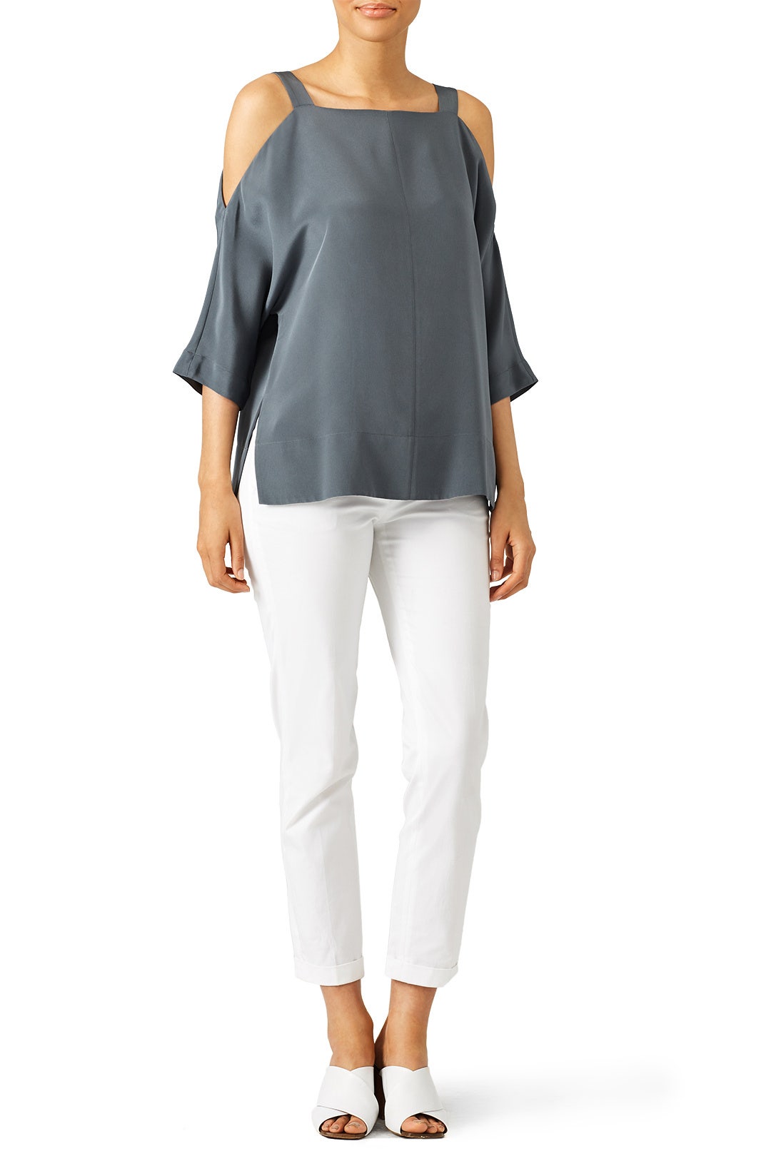 Silk Cutout Shoulder Tunic by Tibi 0