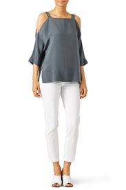 Silk Cutout Shoulder Tunic by Tibi