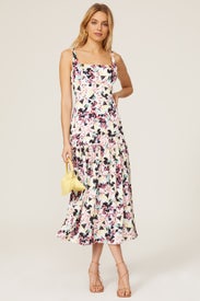 Floral Print Satin Midi Dress by Aidan AIDAN MATTOX