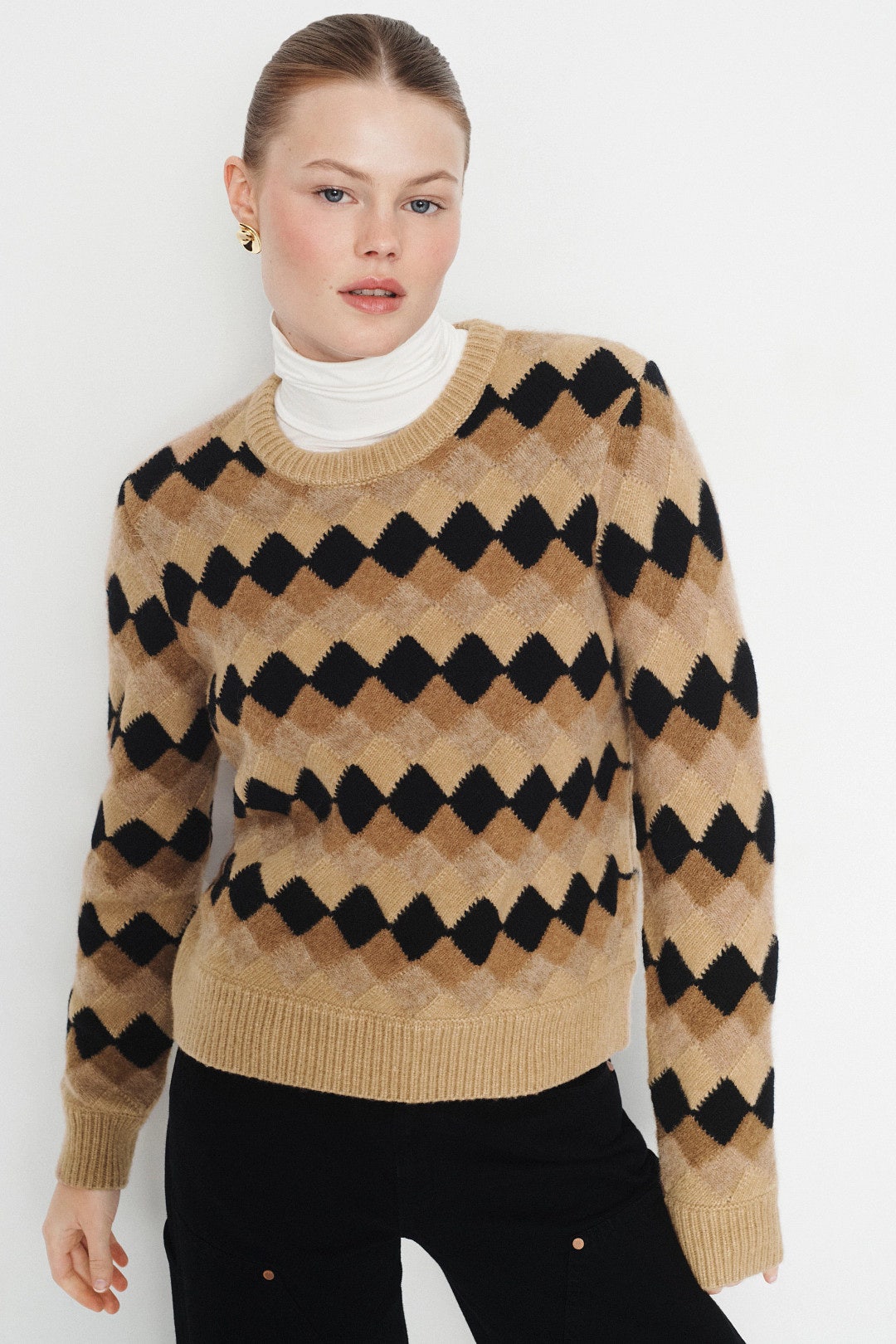 Shrunked Diamond Print Sweater by Argent 0