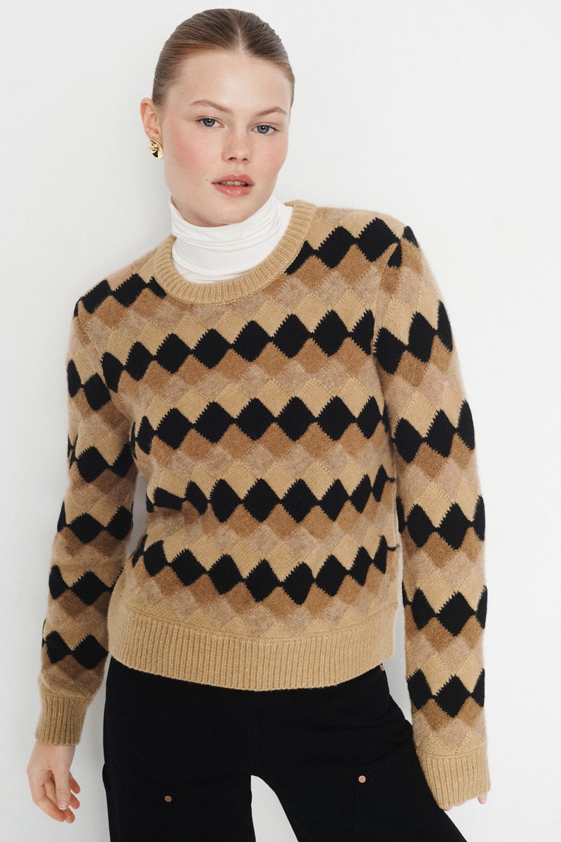 Shrunked Diamond Print Sweater by Argent