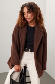 Pebbled Faux Shearling Shawl Collar Coat by Madewell