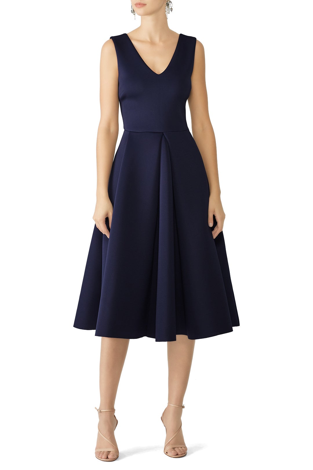 Navy Midi Flare Dress by Slate & Willow 0