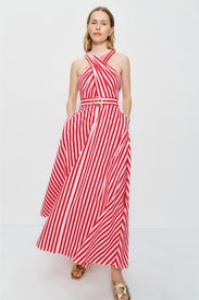 Cross Over Halter Midi Dress by Toccin