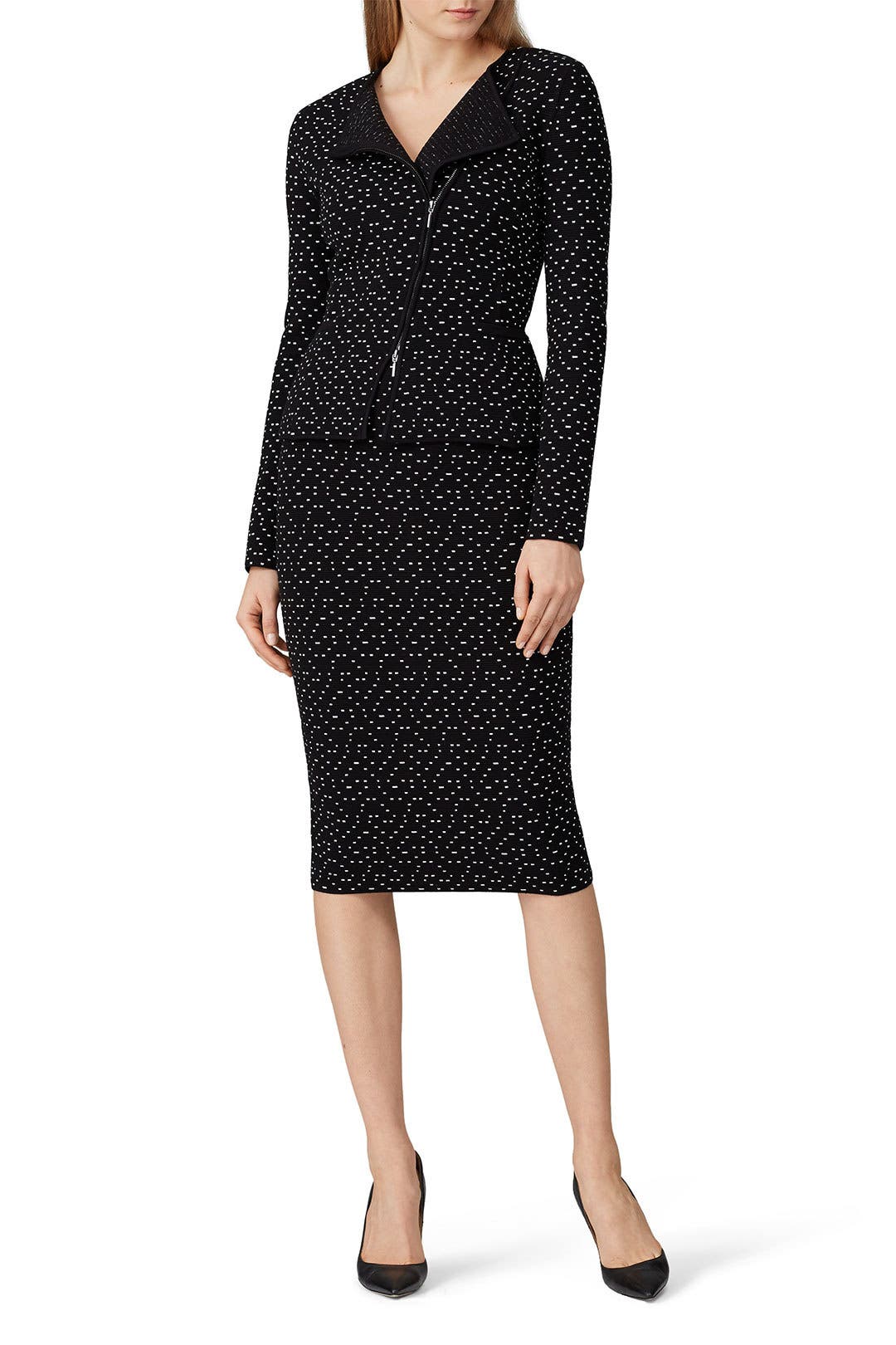 Dot Printed Asymmetrical Zip Jacket by Emporio Armani | Rent the