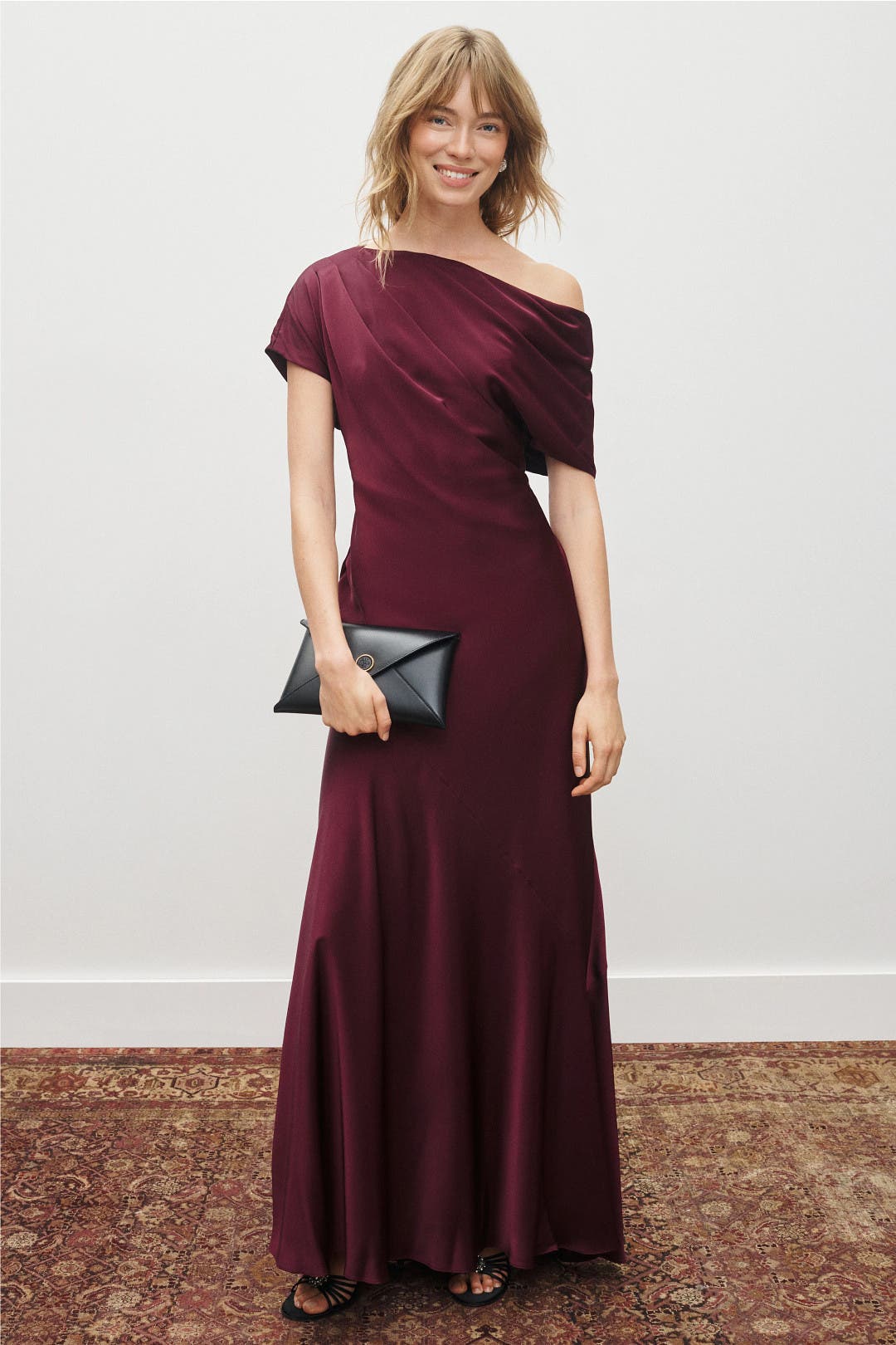 lauren by ralph lauren one shoulder dress black Lauren Ralph Lauren Beaded Mesh & Satin One-Shoulder Gown