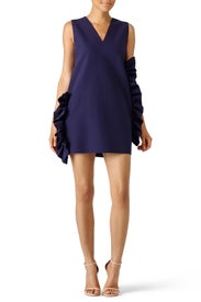 Navy Ruffle Shift Dress by MSGM