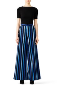 Blue Stripe Palazzo Pant by Osman