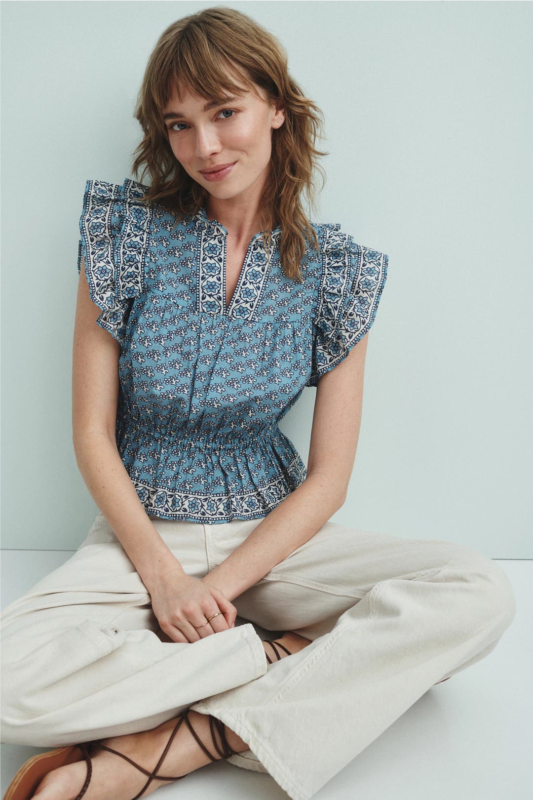 Split Neck Gathered Top by Sea NY x RTR | Rent the Runway