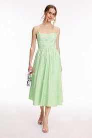 Green Cotton Flower Midi Dress by Self-Portrait