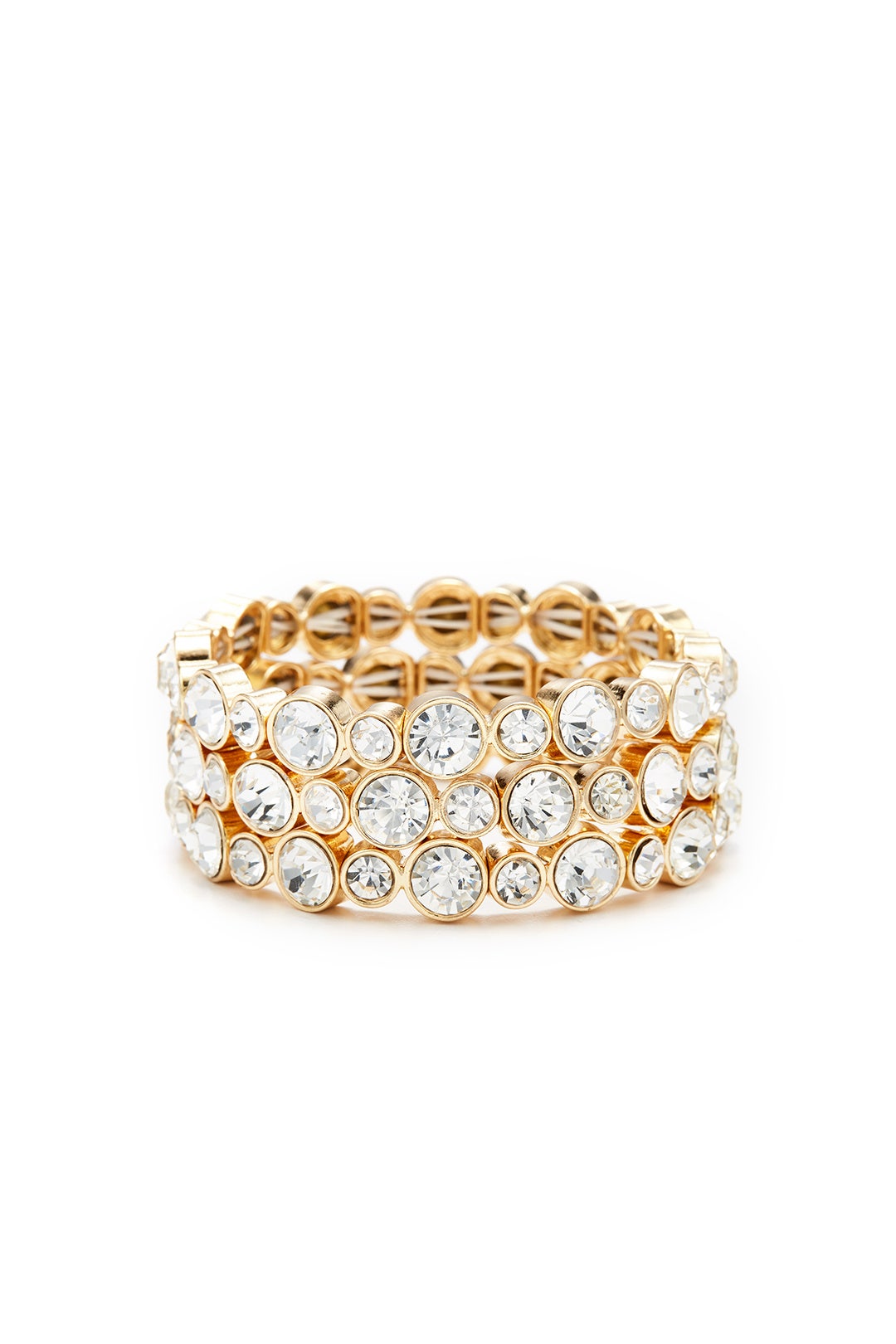 Gold Crystal Triple Bracelet by Slate & Willow Accessories 0