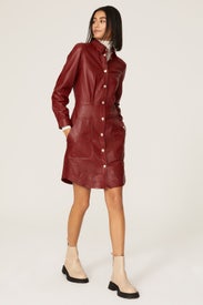 Red Leather Shirtdress by Tommy Hilfiger