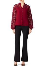 Ruby Lace Button Down by Badgley Mischka