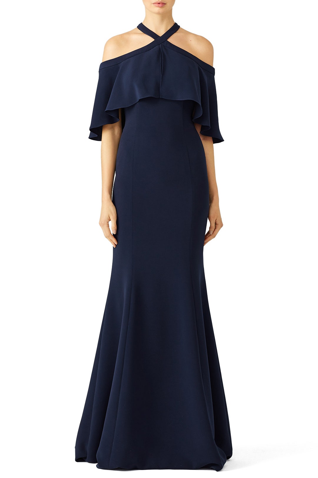 Navy Kayla Gown by Carmen Marc Valvo 0
