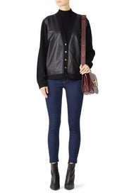 Houston Faux Leather Cardigan by Cynthia Rowley