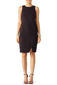 Black Overlay Dress by HALSTON