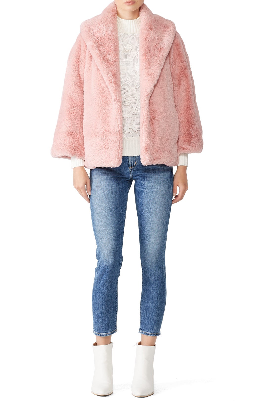 Millenial Pink Faux Fur Coat by Josie Natori 0