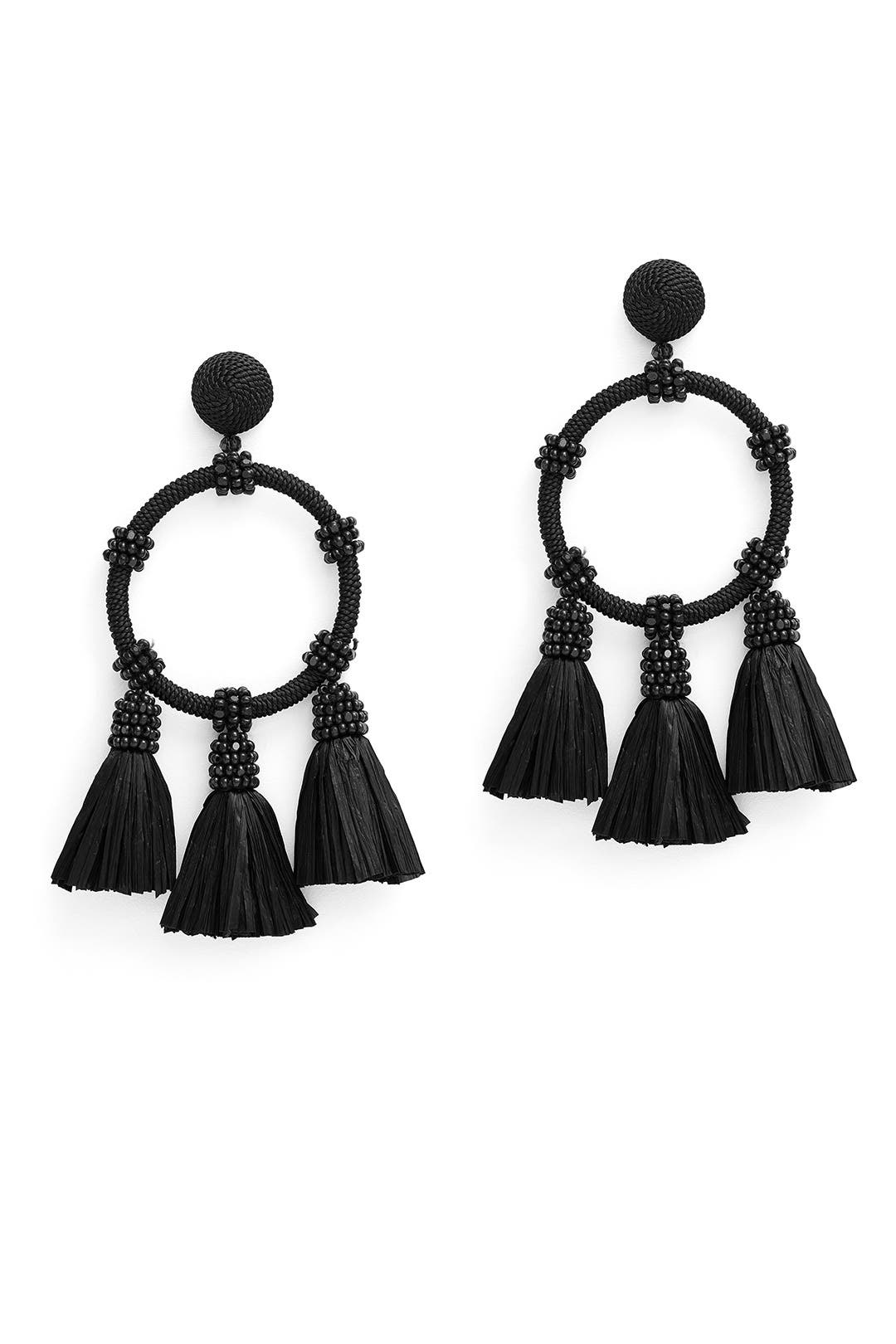 Raffia Hoop Earrings by Oscar de la Renta 0