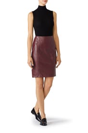 Merlot Vegan Leather Skirt by Paper Crown