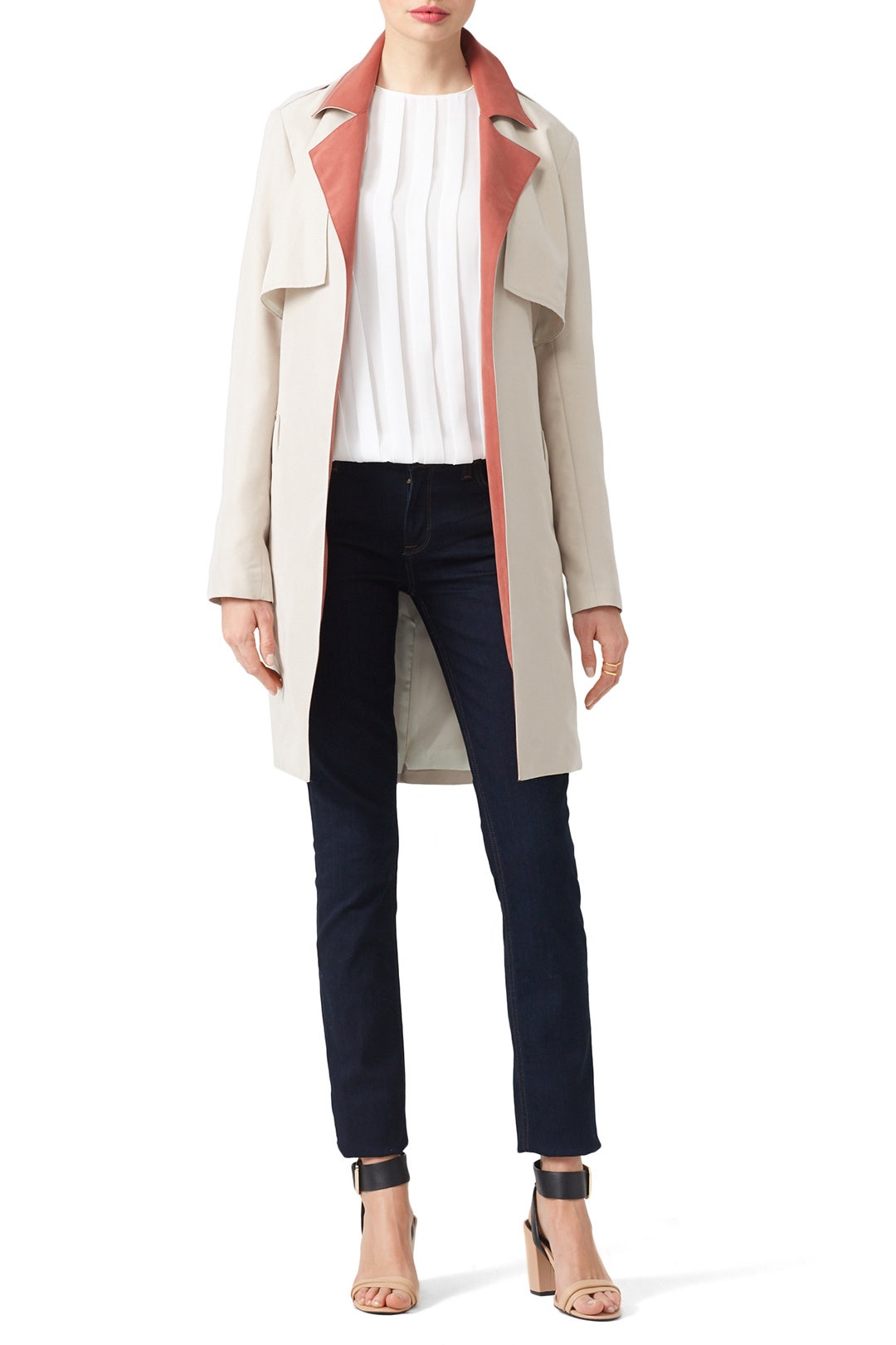 Terracotta Collar Trench Coat by Slate & Willow 0