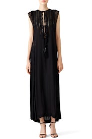 Black Georgette Pleated Shift by Veronique Branquinho