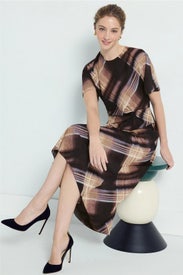 Printed Twist Detailed Midi Dress by Luxely