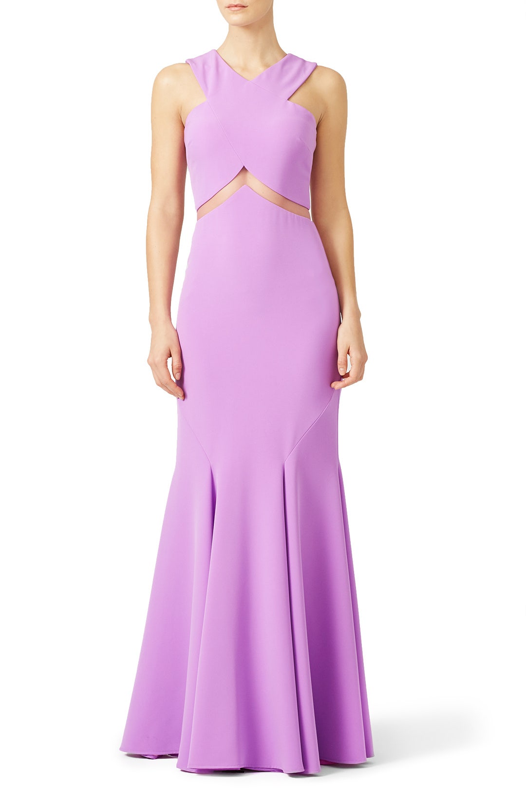 Pink Chevron Cutout Gown by Mignon 0