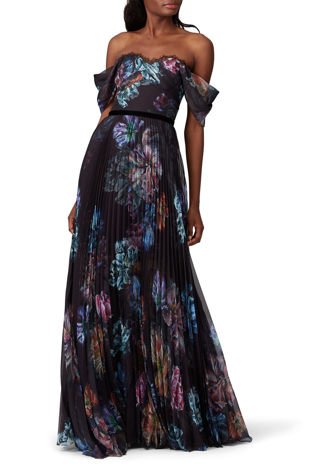 Black Floral Printed Gown by Marchesa Notte | Rent the Runway Black Floral Printed Gown by Marchesa Notte | Rent the Runway