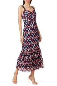 Floral Lace Midi Dress by ML Monique Lhuillier