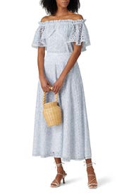 Eyelet Midi Skirt by ML Monique Lhuillier