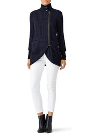 Navy Ribbed Cardigan by Matison Stone