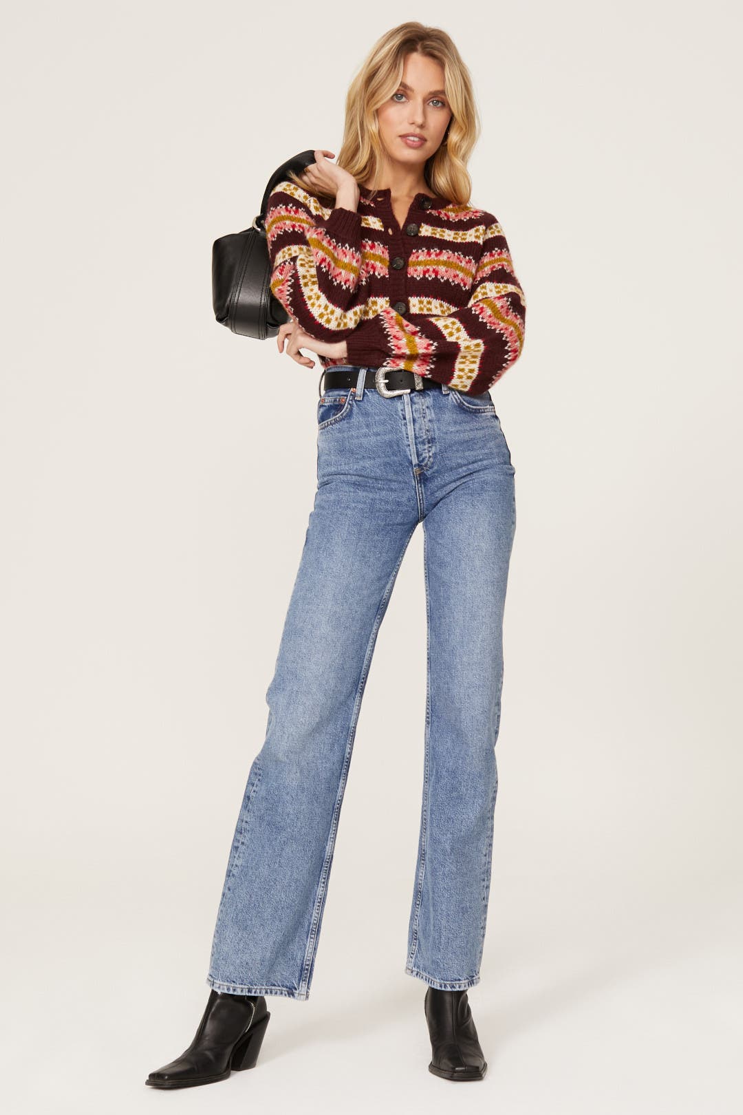 The Great. Loom Striped Cardigan Multicolored-red-print