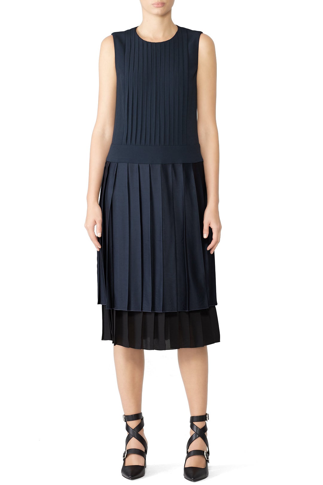 Pleated Combo Dress by Victor Alfaro 0