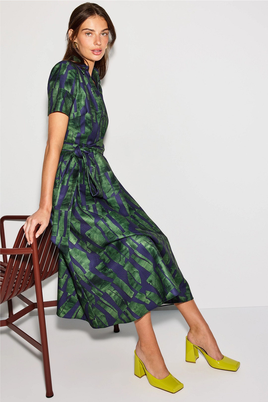 Short Sleeve Collar Full Skirt Day Dress by Badgley Mischka 0