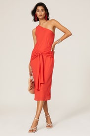 One Shoulder Bias Midi Dress by krisa