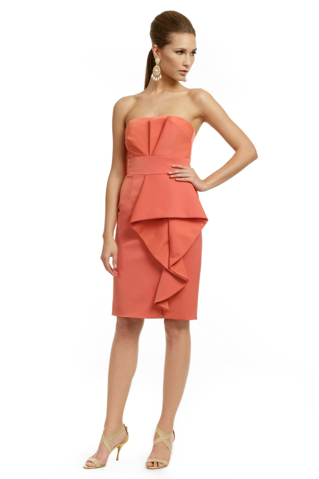 Orange Couture Wave Dress by Lela Rose 0