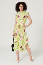 Button Front Ruffle Midi Dress by Marissa Webb x RTR