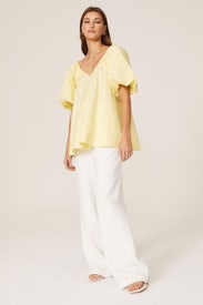 Yellow Puff Sleeve Top by Co