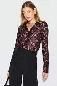Sheer Lace Button Up Top by Derek Lam 10 Crosby x RTR