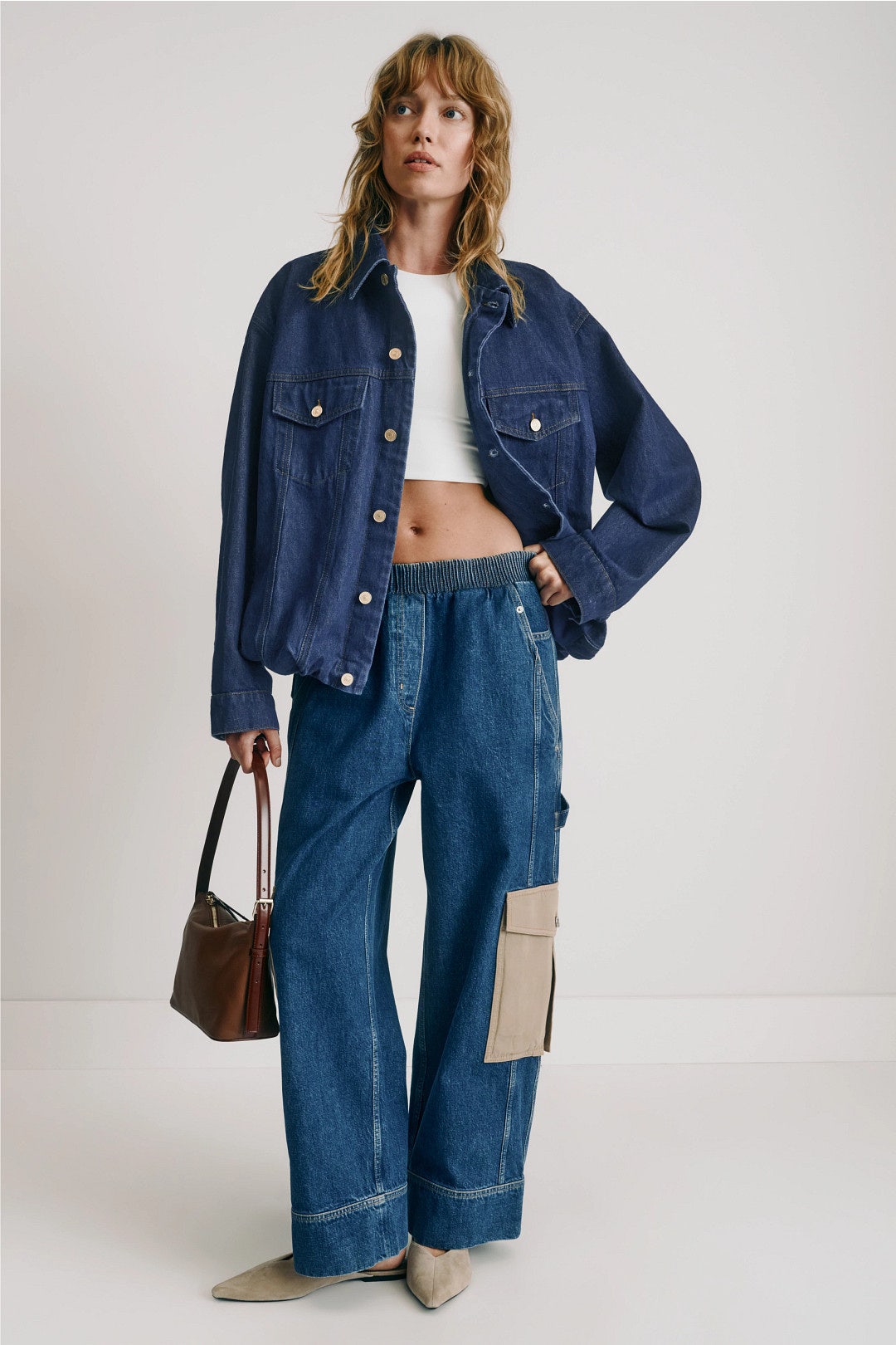 Gathered Bubble Hem Denim Jacket by 7 For All Mankind 0