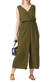 Green Cropped Jumpsuit by JUNAROSE