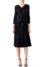 Black Rib Knit Wrap Dress by kate spade new york