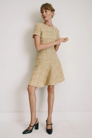 Gold Sparkle Tweed Mini Dress by N Natori