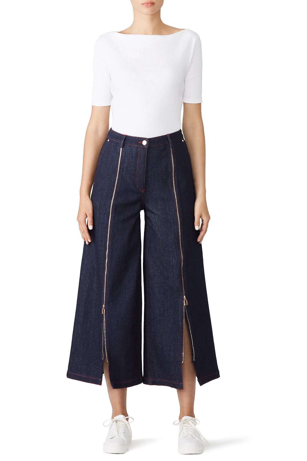 Front Zip Denim Culottes by Osman | Rent the Runway
