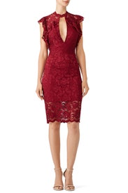 Red Lace Keyhole Dress by Saylor
