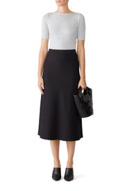 Black Long Flare Skirt by Theory