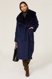 Faux Shearling Collar Coat by Badgley Mischka